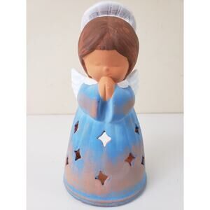 Vintage 1986 George Good Terra Cotta Praying Angel Votive Holder Religious